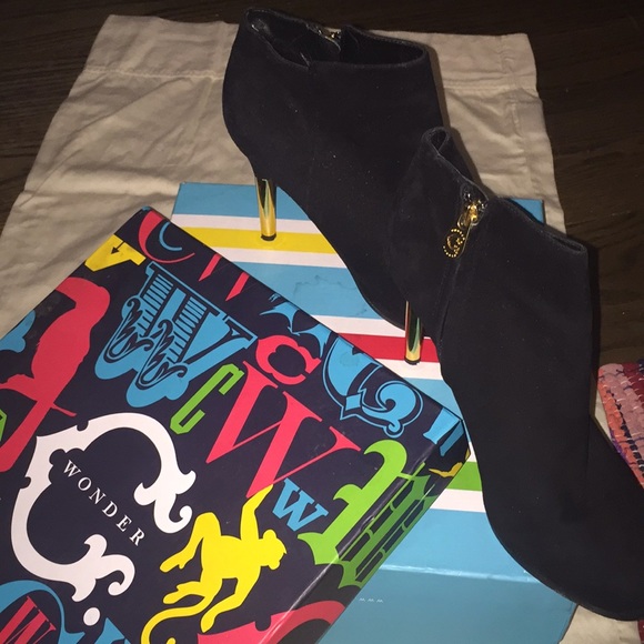 C wonder sexy suede booties with gold heels. - Picture 2 of 7